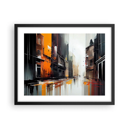 Plagát v čiernom ráme - Daždivý deň - 50x40 cm