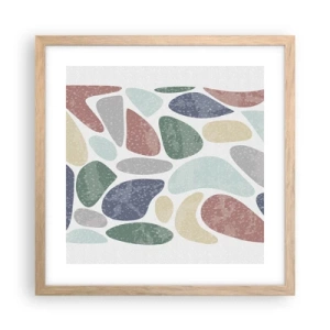 Plagát v ráme zo svetlého duba - Mozaika práškových farieb - 40x40 cm