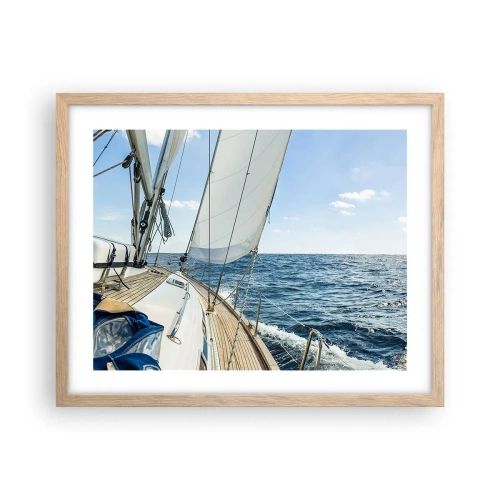 Plagát v ráme zo svetlého duba - Ahoj, dobrodružstvo - 50x40 cm