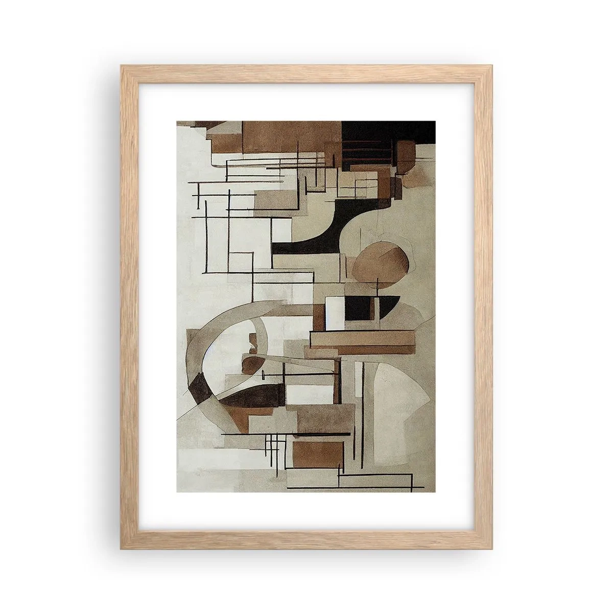 Plagát v ráme zo svetlého duba - Mestská krajina 2.0 - 30x40 cm