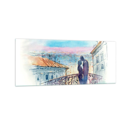 Obraz na skle - Parížski milenci - 100x40 cm