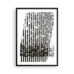 Plagát v čiernom ráme - Abstraktný vzor s čiarami a textúrou - 50x70cm - Rytmus a šum - Moderná nástenná dekorácia do obývacej izby a spálne ARTTOR