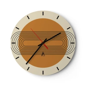 Nástenné hodiny - Geometrická kompozícia v odtieňoch béžovej a oranžovej - 30x30cm - Dokonalý plán - Moderná nástenná dekorácia do obývacej izby, kuchyne a spálne ARTTOR