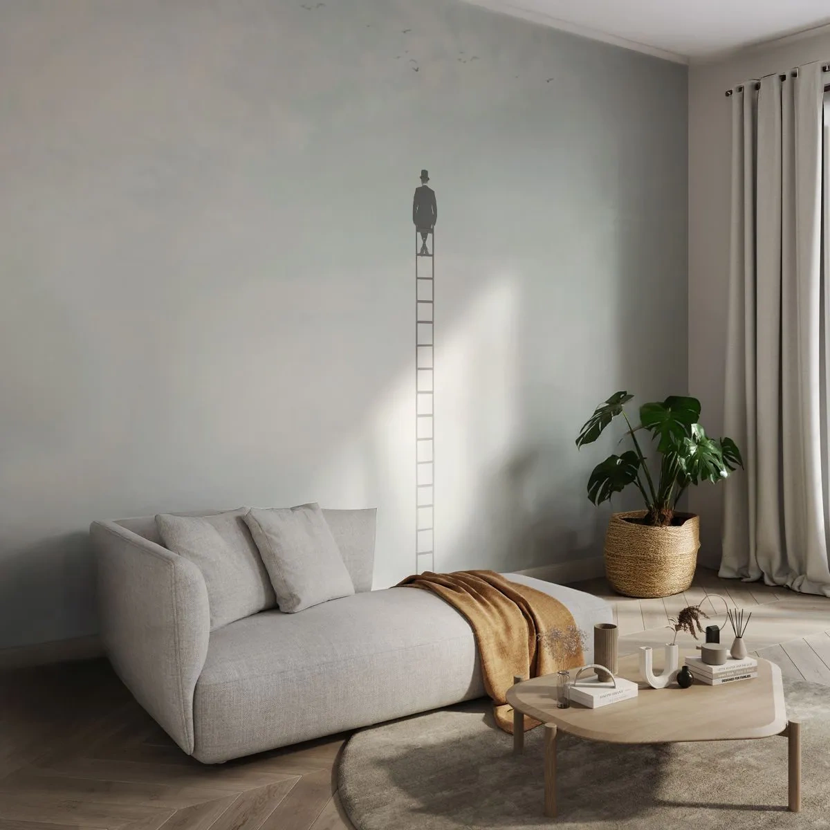 Fototapeta Standard Eco - Povzniesť sa nad to - Abstrakcia, Muž, Kus - 200x140 cm
