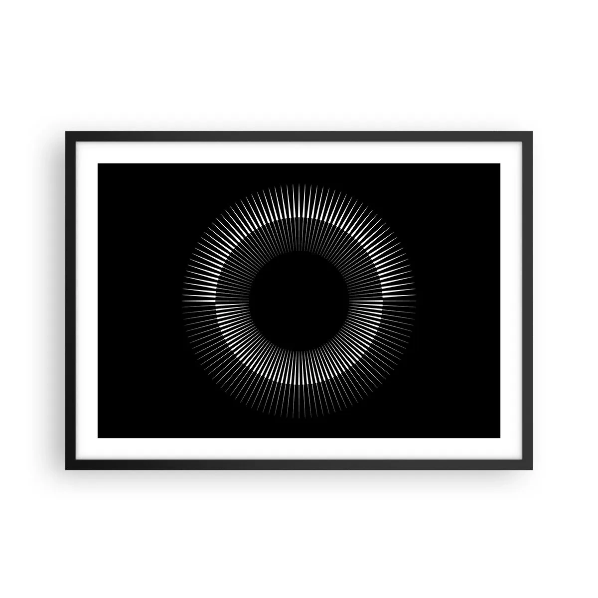 Plagát v čiernom ráme - Čierne slnko - 70x50 cm