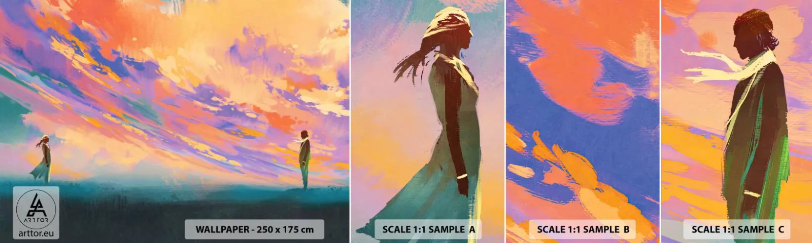 Vzorka samolepiacej fototapety Deluxe Sticker - Sila príťažlivosti - Abstrakcia, Žena a muž, Kus - 100x30 cm