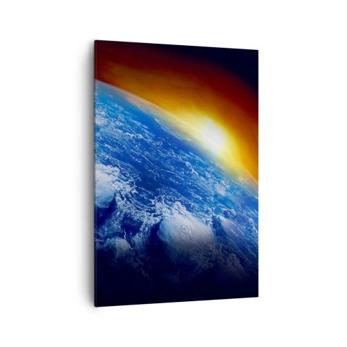 Obraz na plátne - Východ slnka nad modrou planétou - 70x100 cm
