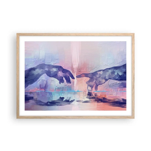 Plagát v ráme zo svetlého duba - Božská iskra života - 70x50 cm