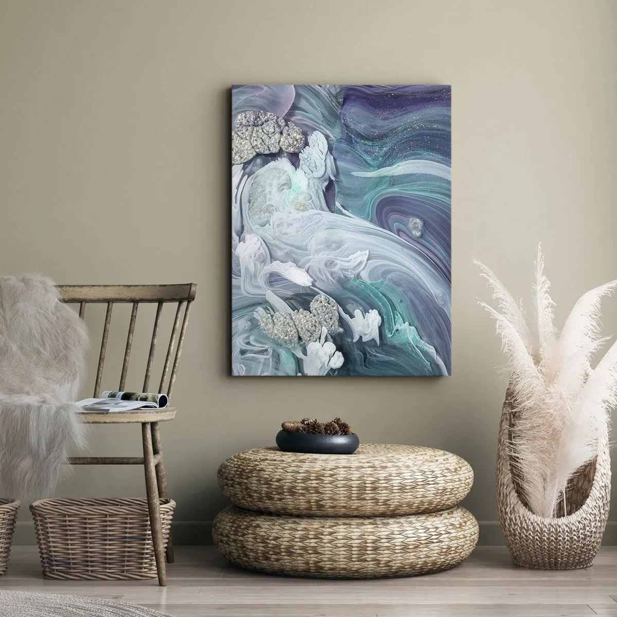 Obraz na plátne - Prúdy modrej - 55x100 cm