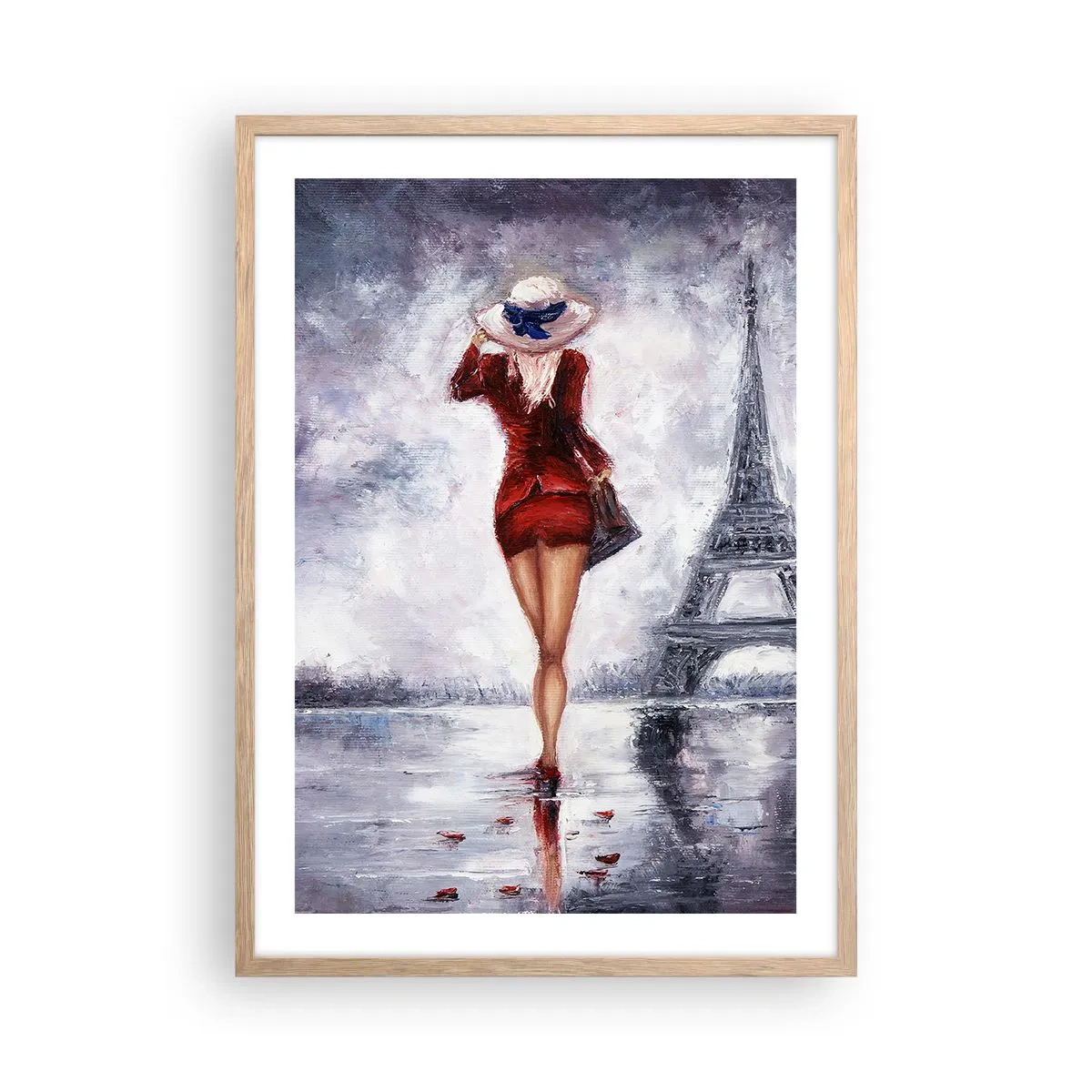 Plagát v ráme zo svetlého duba - Parížske symboly - 50x70 cm
