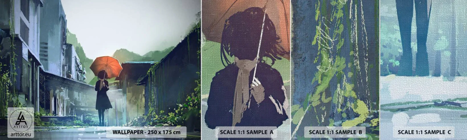 Vzorka fototapety Premium Canvas - Oživujúci dážď - Abstrakcia, Mesto, Architektúra - 100x30 cm