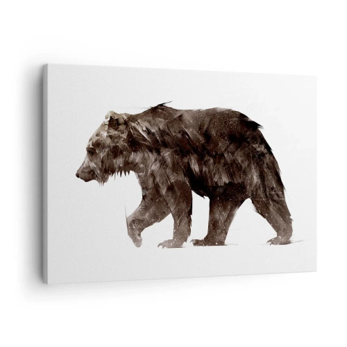 Obraz na plátne - umelecká silueta medveďa - 70x50cm - Vždy nosím naozajstný kožuch! - Moderná nástenná dekorácia do obývacej izby a spálne ARTTOR