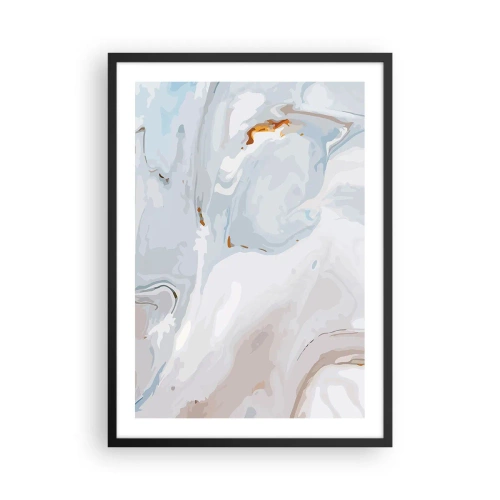 Plagát v čiernom ráme - Mramorový vzor v odtieňoch modrej so zlatými akcentmi - 50x70cm - Povznesená biela - Moderná nástenná dekorácia do obývacej izby a spálne ARTTOR