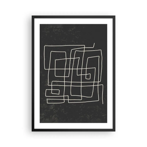Plagát v čiernom ráme - Geometrická abstrakcia na čiernom pozadí - 50x70cm - Nie je to tak jednoduché - Moderná nástenná dekorácia do obývacej izby a spálne ARTTOR