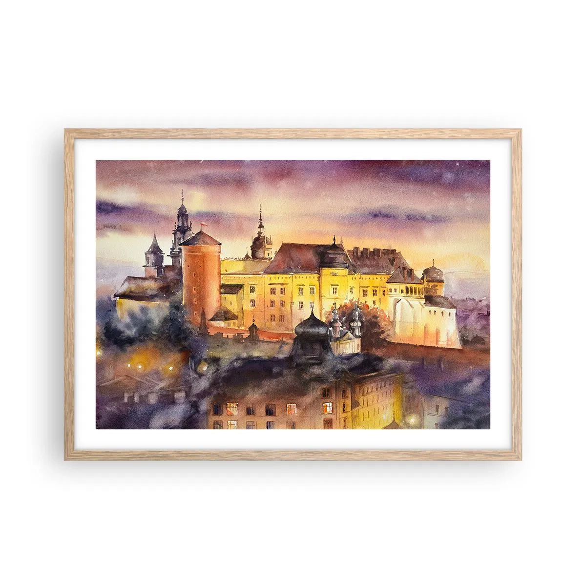 Plagát v ráme zo svetlého duba - Dejiny a rozprávka - 70x50 cm