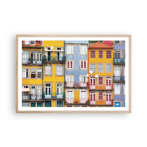 Plagát v ráme zo svetlého duba - Farby starého mesta - 91x61 cm