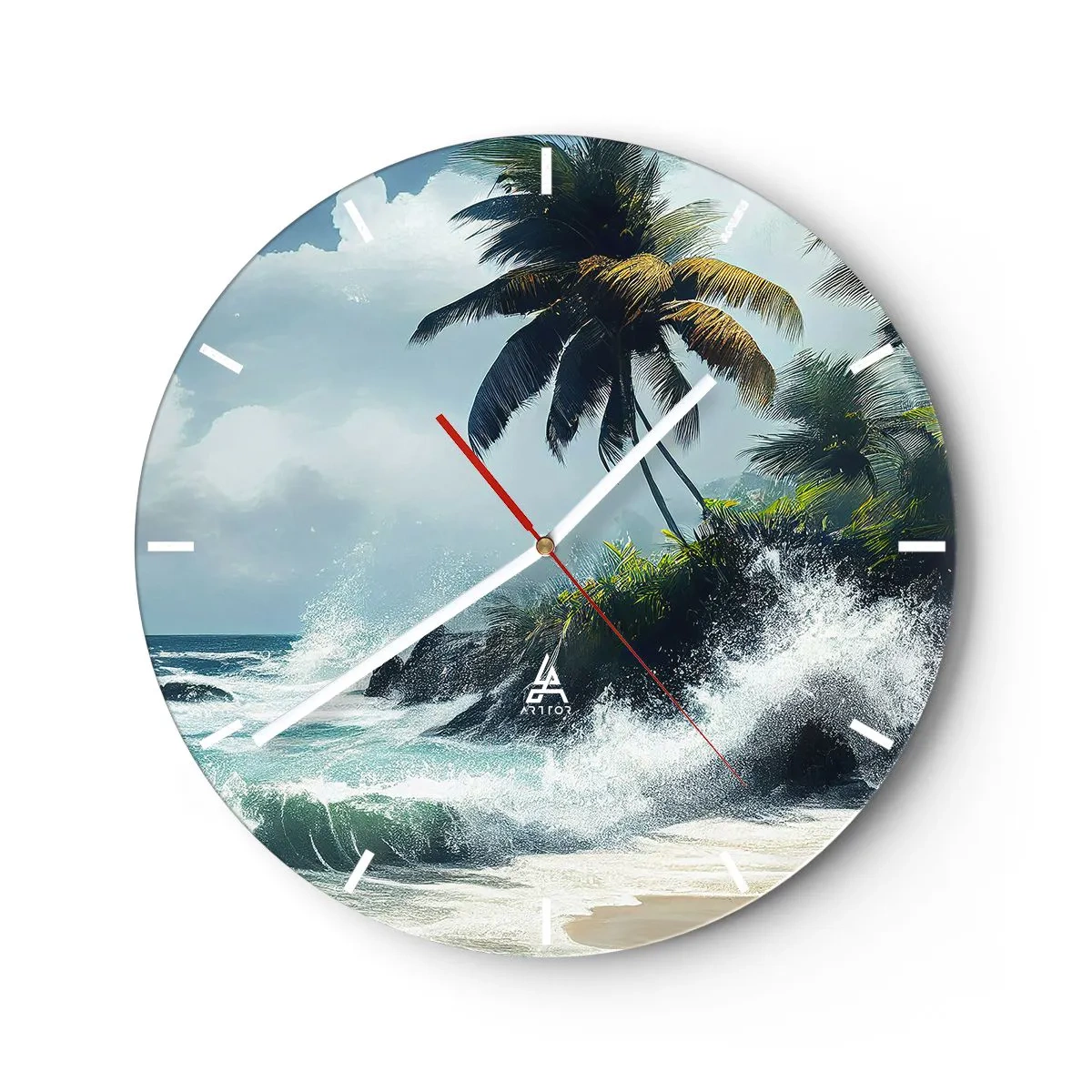 Nástenné hodiny - Na tropickom pobreží - 40x40 cm