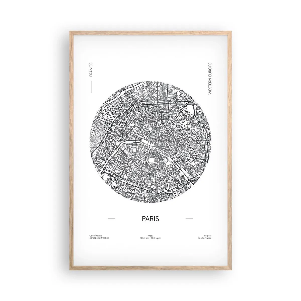 Plagát v ráme zo svetlého duba - Anatómia Paríža - 61x91 cm