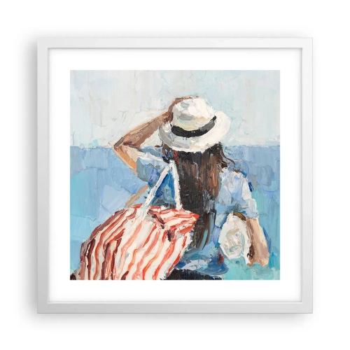 Plagát v bielom ráme - Vitaj na dovolenke - 40x40 cm