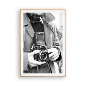 Plagát v ráme zo svetlého duba - V retro štýle - 61x91 cm