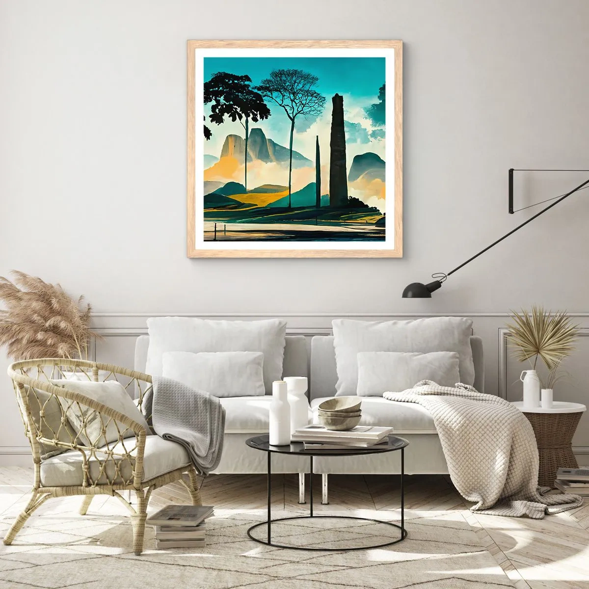 Plagát v ráme zo svetlého duba - Vyššie a vyššie - 60x60 cm