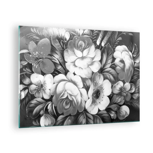 Obraz na skle - Elegantná kytica kvetov v odtieňoch sivej - 70x50cm - Krásne dokonca v šedej - Moderná nástenná dekorácia do obývacej izby a spálne ARTTOR