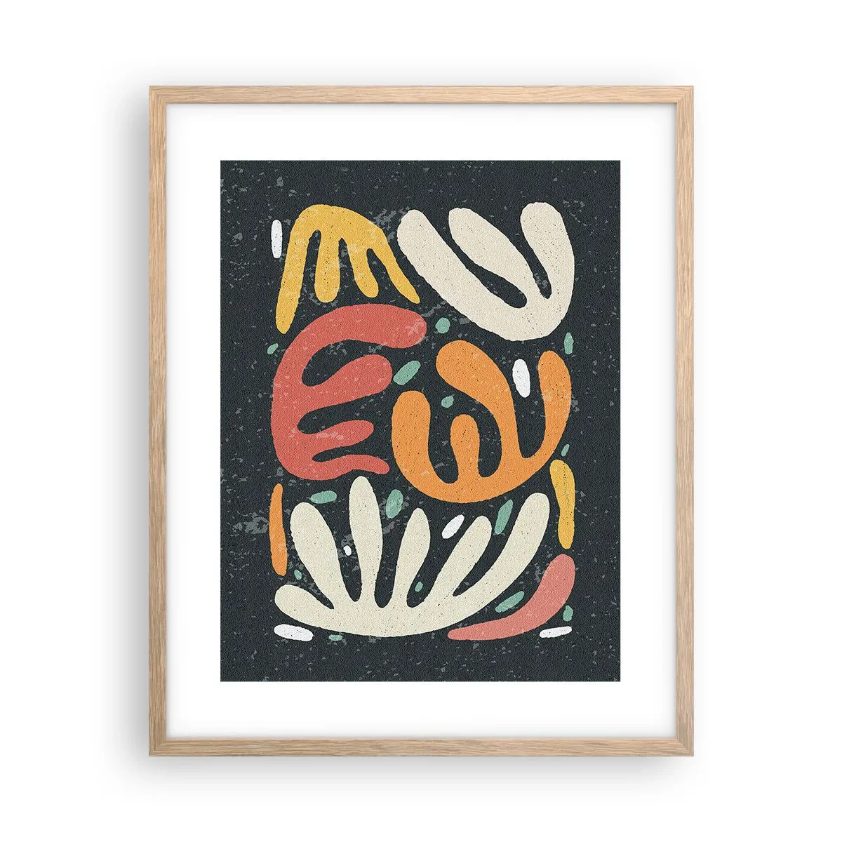 Plagát v ráme zo svetlého duba - Kompozícia – hneď ťa chytím - 40x50 cm