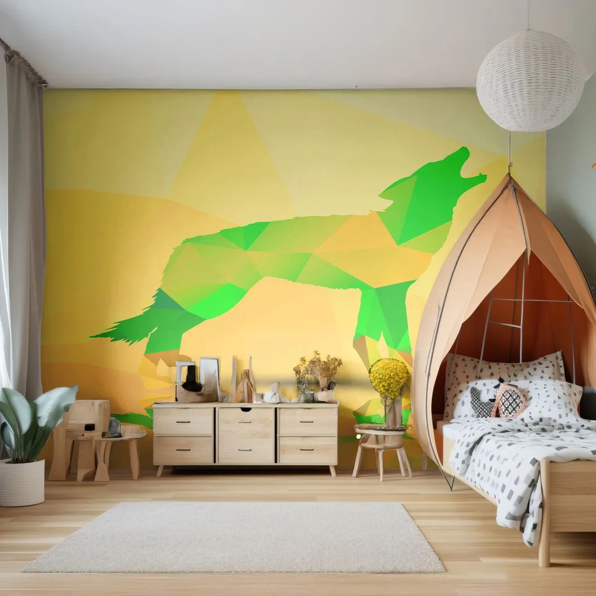 Fototapeta Premium Canvas - Samotný vlk - Zvieratá, Wolf, Geometrický obrazec - 250x175 cm