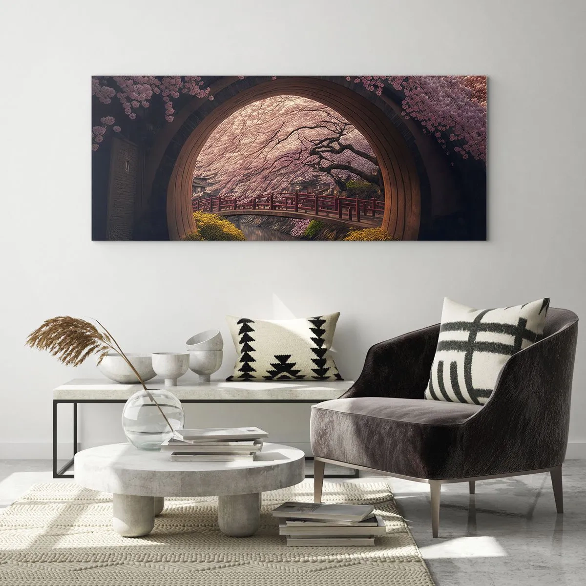 Obraz na skle - Japonská jar - 160x50 cm