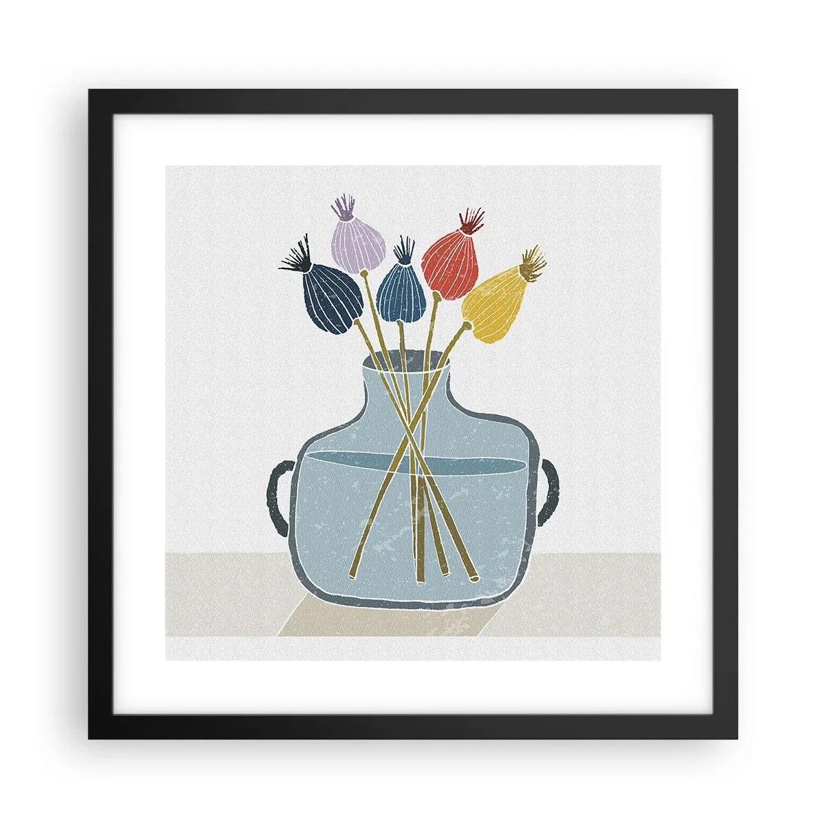 Plagát v čiernom ráme - Makové kvety - 40x40 cm