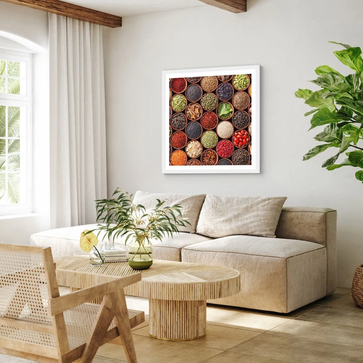 Plagát v bielom ráme - Všetky chute sveta - 60x60 cm