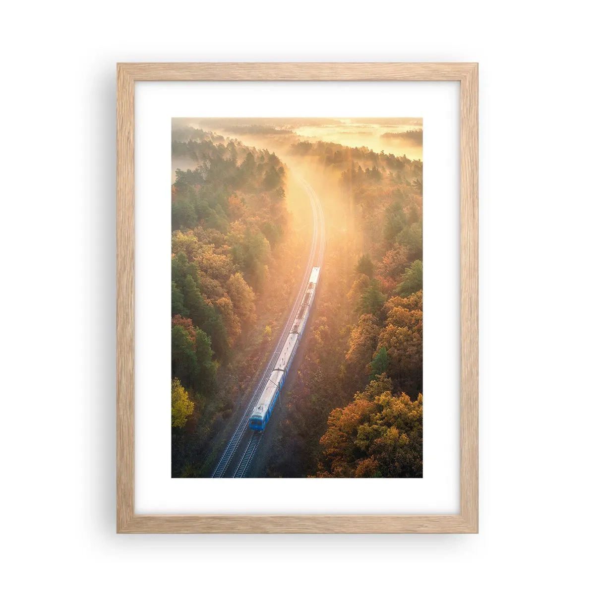 Plagát v ráme zo svetlého duba - Jesenná cesta - 30x40 cm