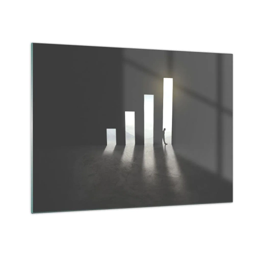 Obraz na skle - Človek vo svetle rastu symbolizujúceho rozvoj - 70x50cm - Úspech – impresia - Moderná nástenná dekorácia do obývacej izby a spálne ARTTOR