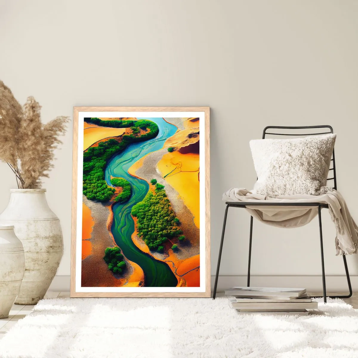Plagát v ráme zo svetlého duba - Životodarná rieka - 40x50 cm