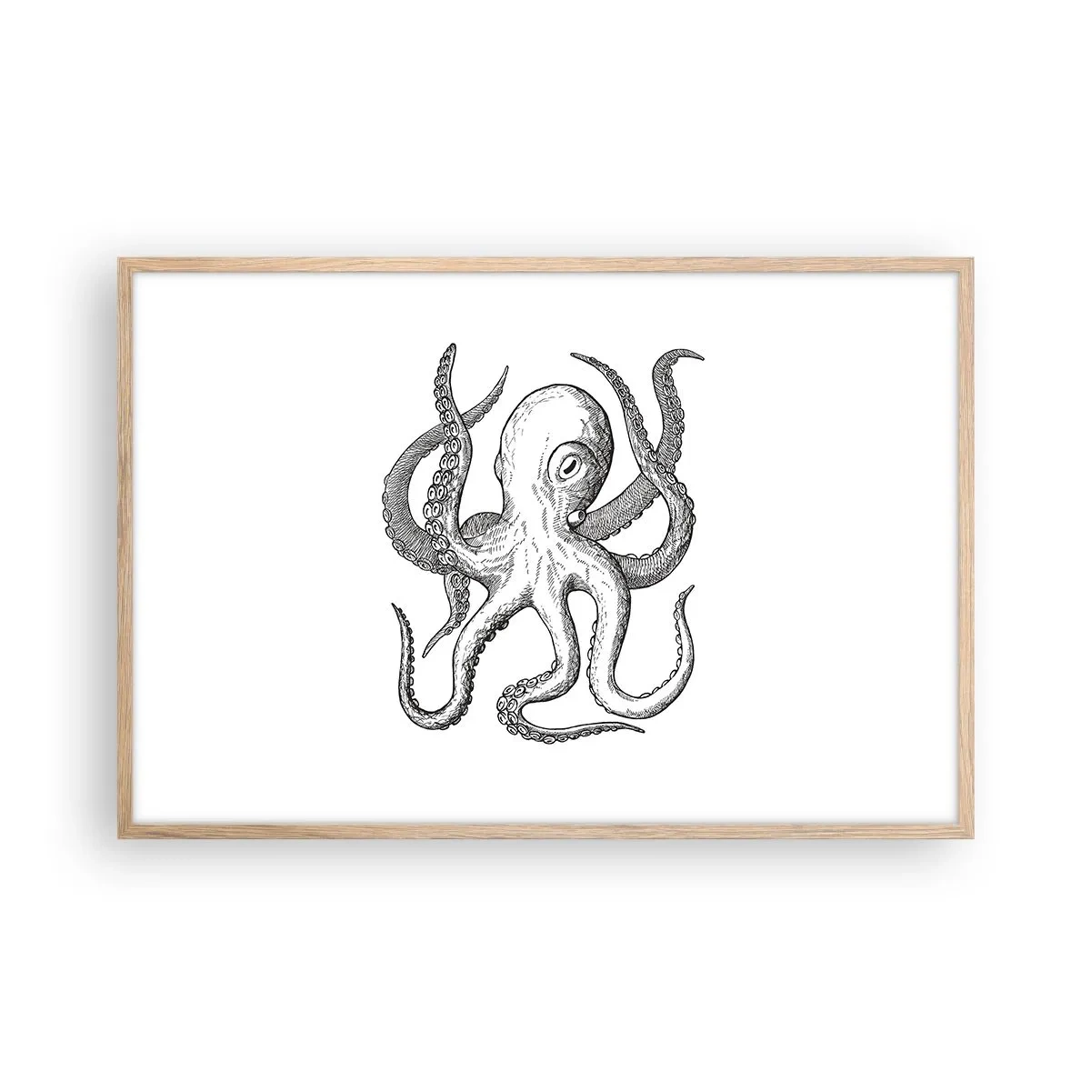 Plagát v ráme zo svetlého duba - Tancujúca s vlnami - 91x61 cm