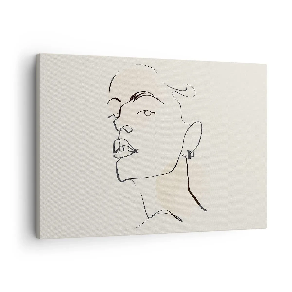 Obraz na plátne - Minimalistický náčrt ženskej tváre - 70x50cm - Hrdý pohľad - Moderná nástenná dekorácia do obývacej izby a spálne ARTTOR