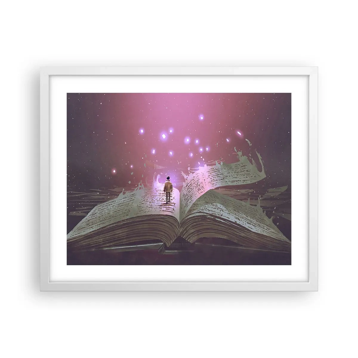 Plagát v bielom ráme - Pozvánka do iného sveta - prečítaj! - 50x40 cm