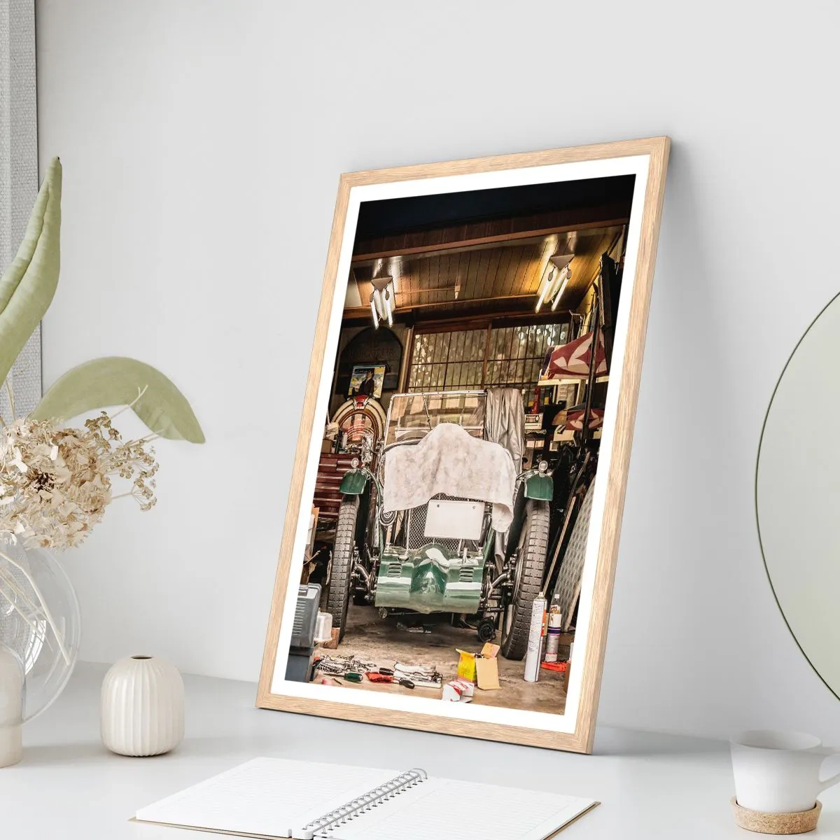 Plagát v ráme zo svetlého duba - Späť do minulosti - 40x50 cm