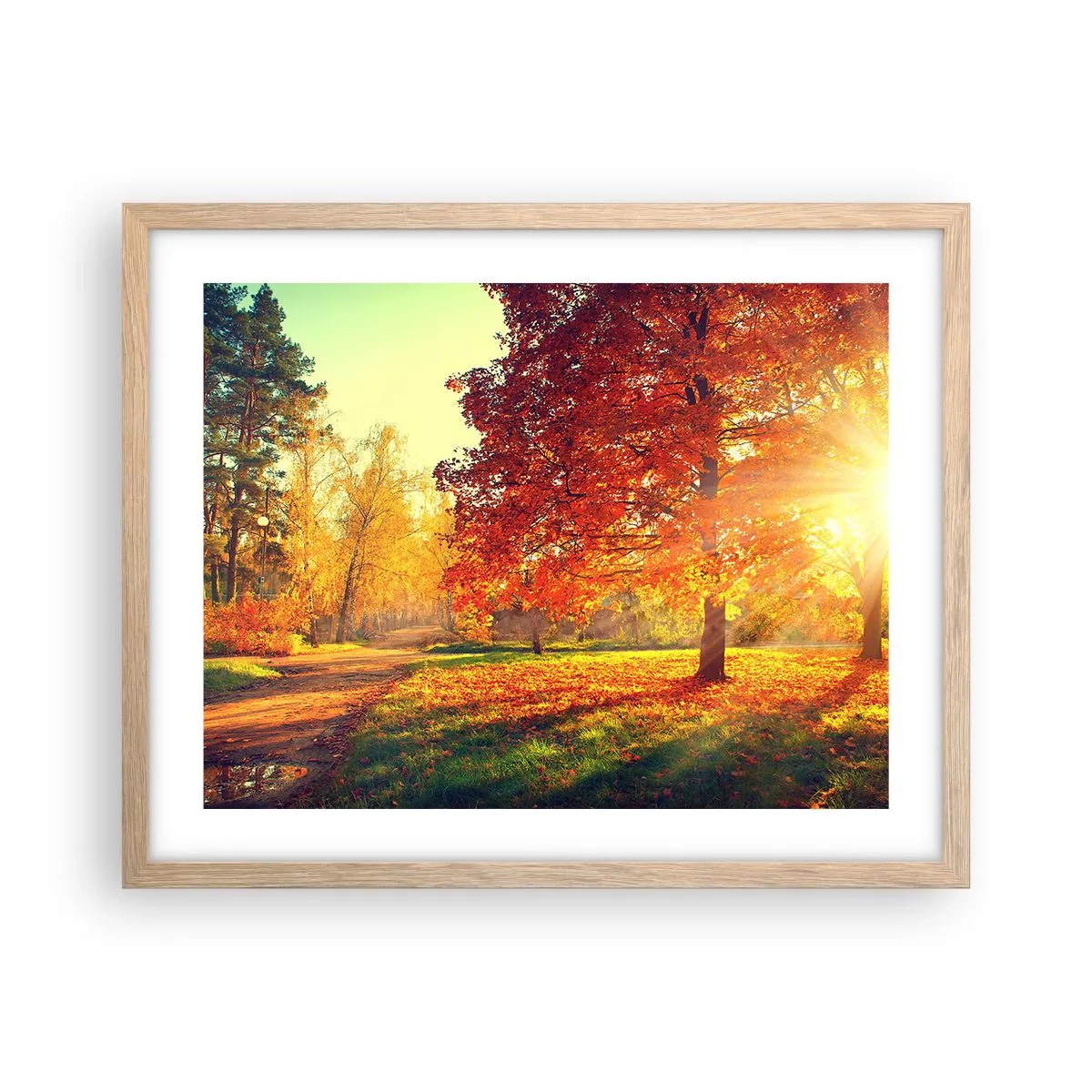 Plagát v ráme zo svetlého duba - Červené je krásne - 50x40 cm
