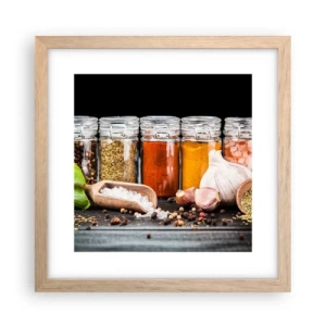 Plagát v ráme zo svetlého duba - Aby mal život chuť - 30x30 cm