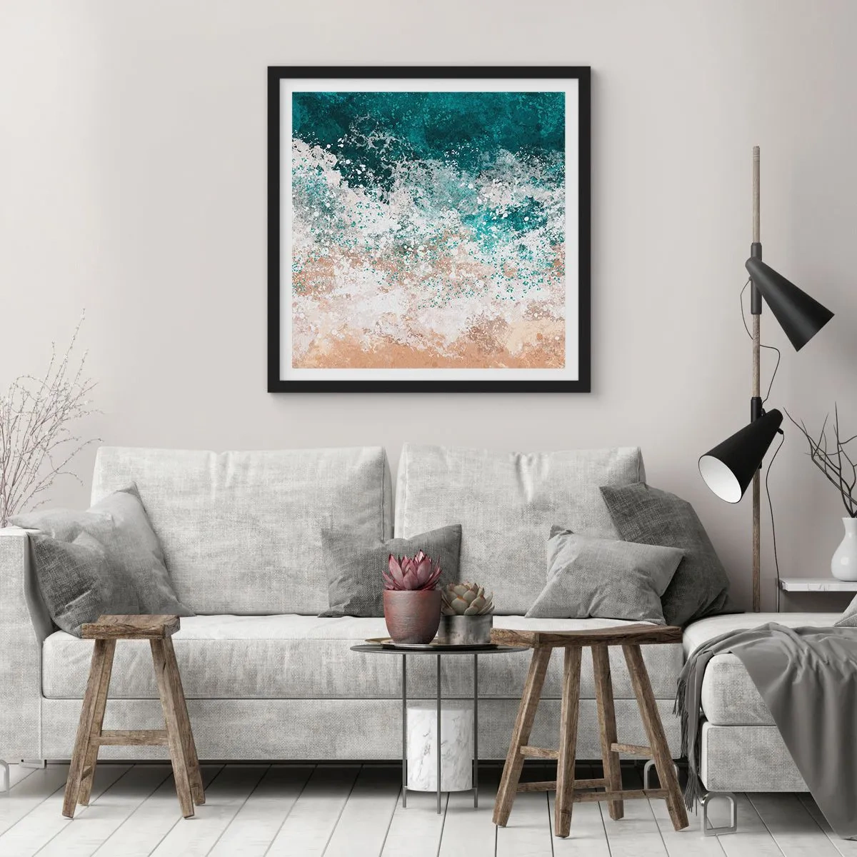 Plagát v čiernom ráme - Morské príbehy - 40x40 cm