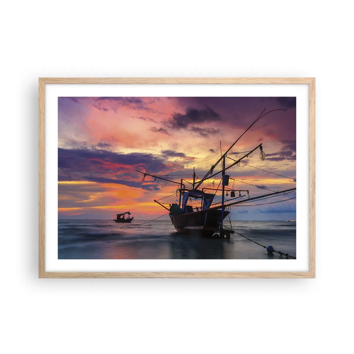 Plagát v ráme zo svetlého duba - Exotický večer - 70x50 cm