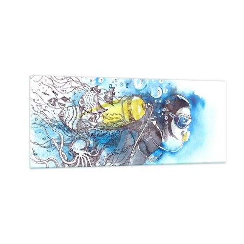 Obraz na skle - Veľká modrá - 100x40 cm