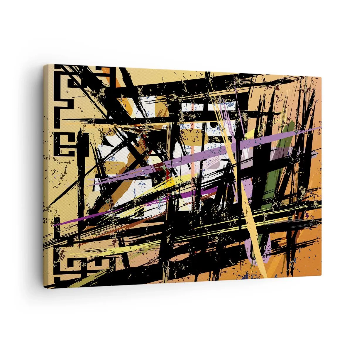 Obraz na plátne - Abstraktné čiary a tvary na béžovom pozadí - 70x50cm - Ostrý rez - Moderná nástenná dekorácia do obývacej izby a spálne ARTTOR