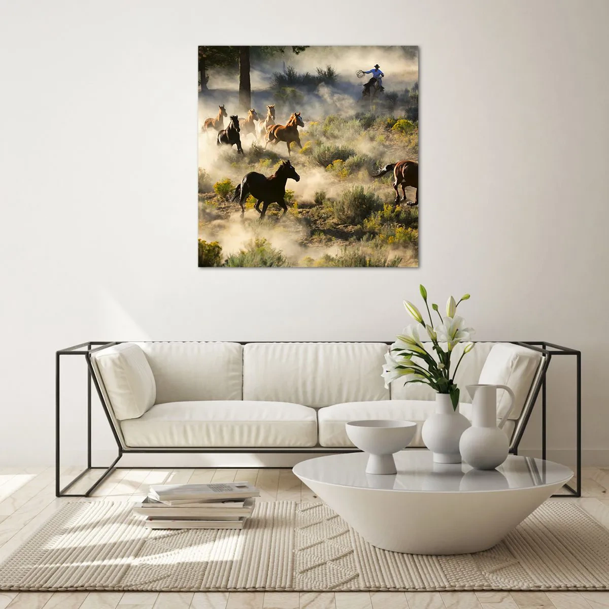 Obraz na skle - Rivalita - sloboda alebo mužská sila? - 50x50 cm