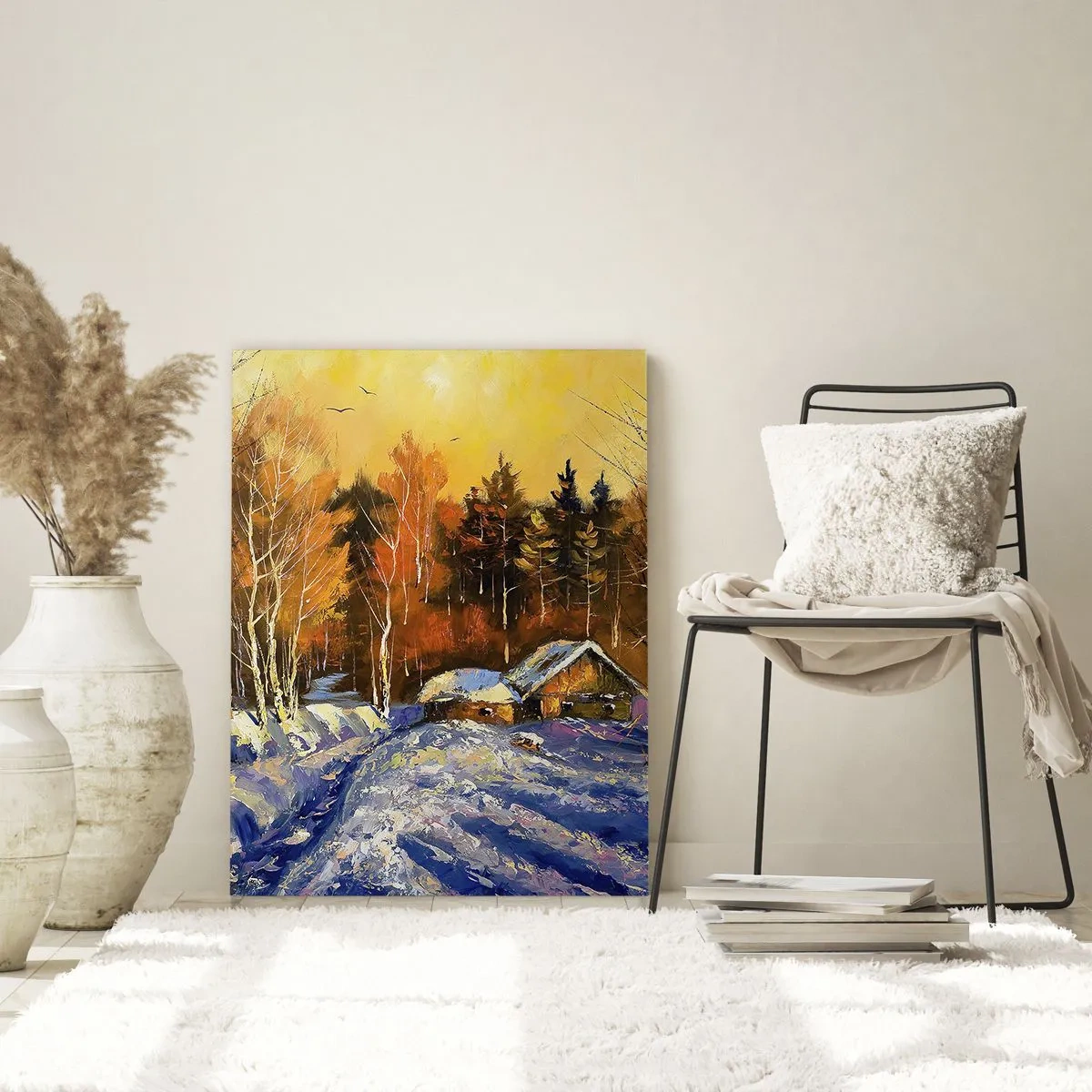 Obraz na skle - Zimná impresia v slnku - 50x70 cm