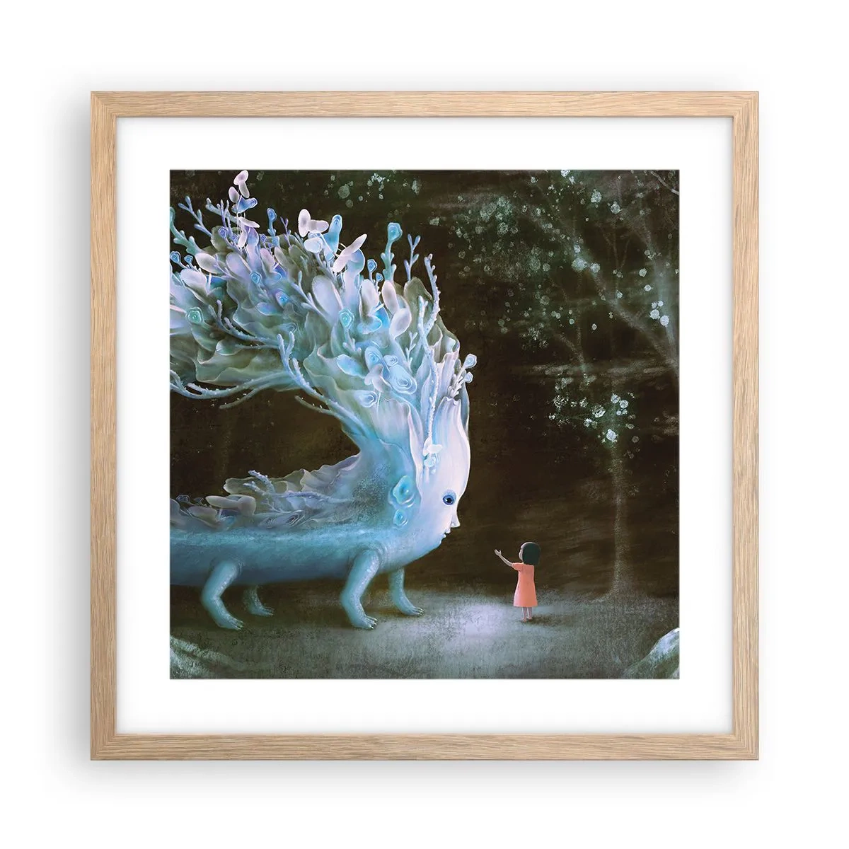 Plagát v ráme zo svetlého duba - Fantastické stretnutie - 40x40 cm