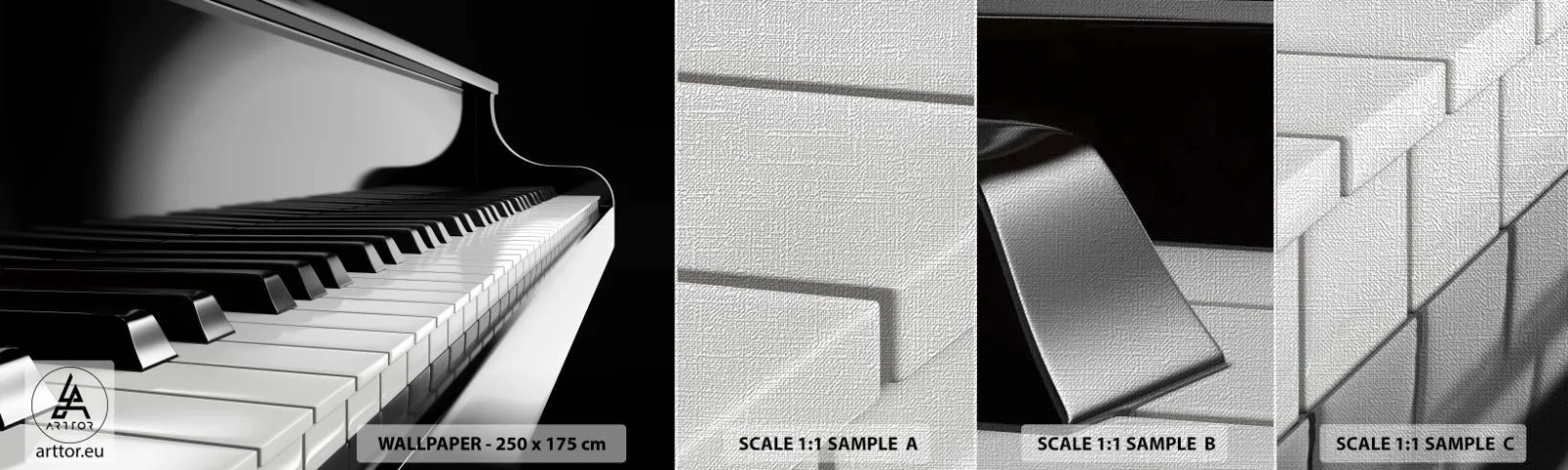 Vzorka fototapety Premium Canvas - Harmónia tvarov a farieb - Klavír, Klavír, Hudba - 100x30 cm