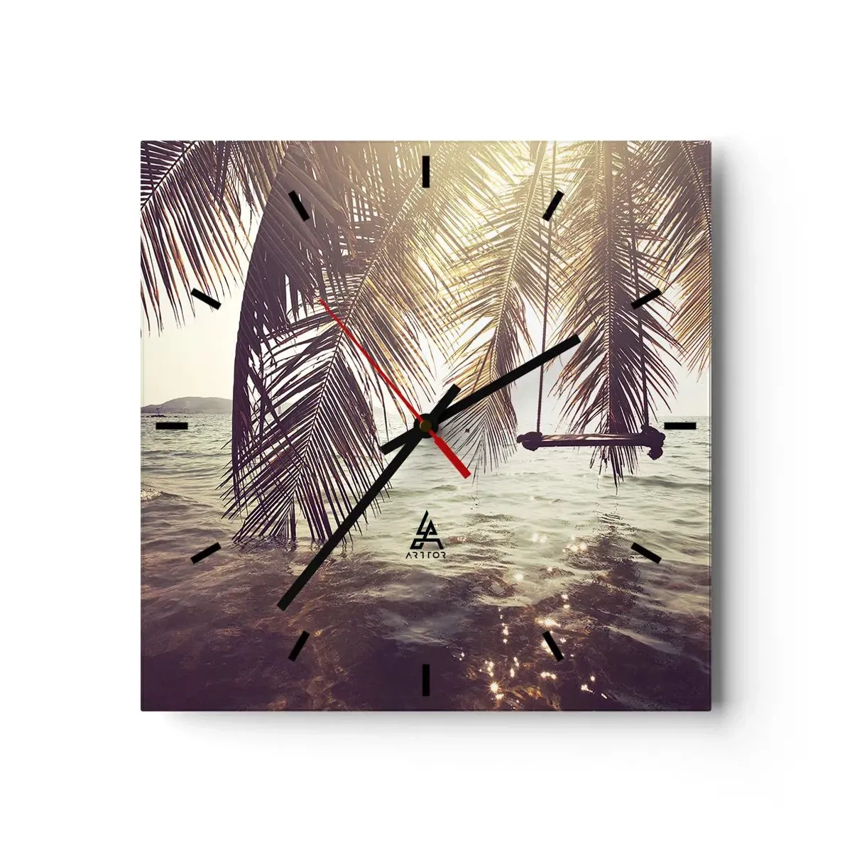 Nástenné hodiny - Hojdať sa ľubovoľne v oblakoch - 40x40 cm