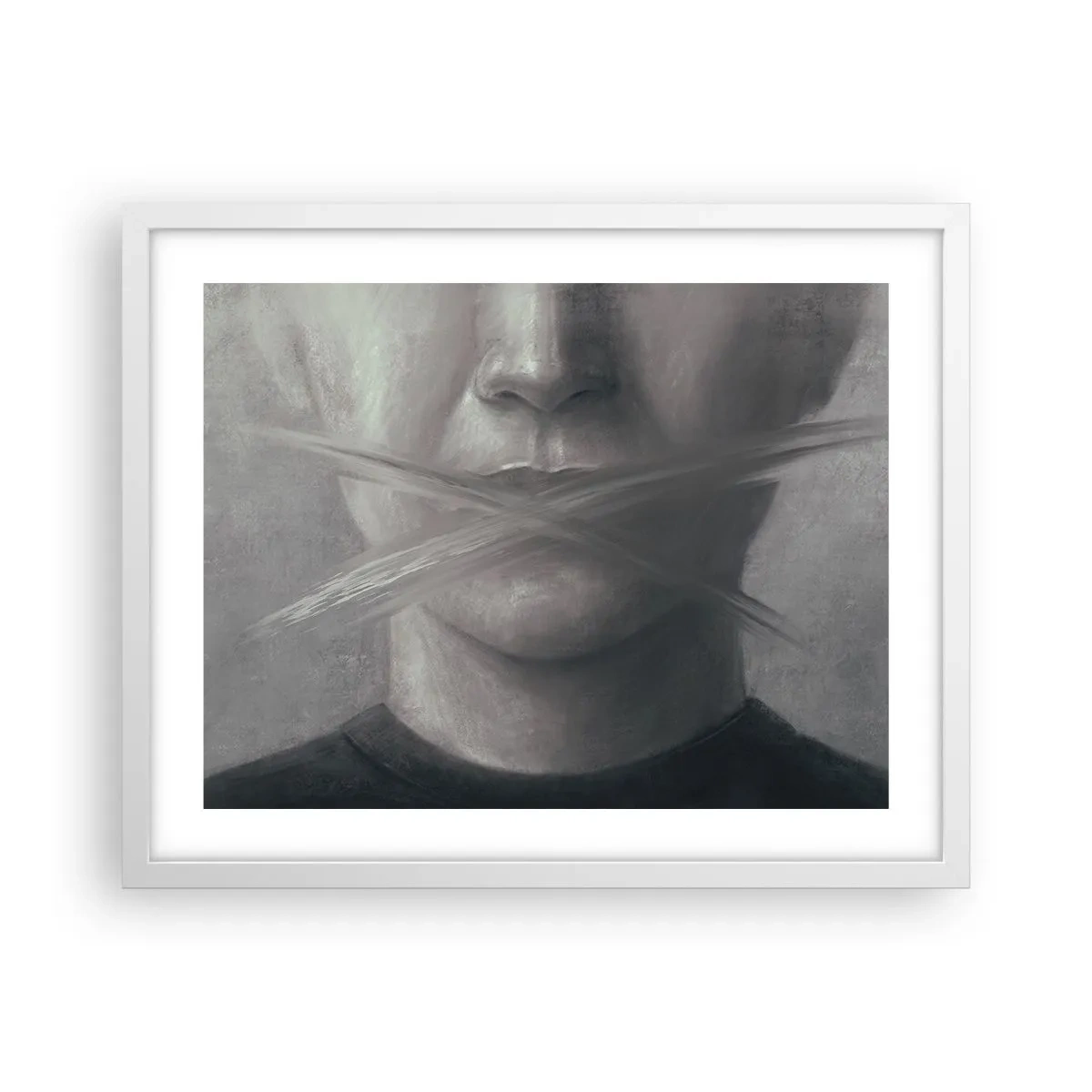 Plagát v bielom ráme - Ani slovo - 50x40 cm